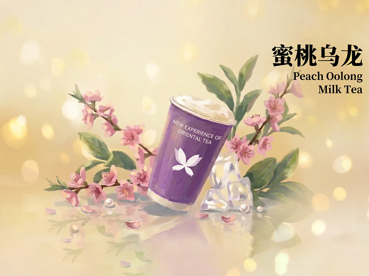 Peach Oolong Milk Tea at O-CHA, Boba Shop in Berwyn